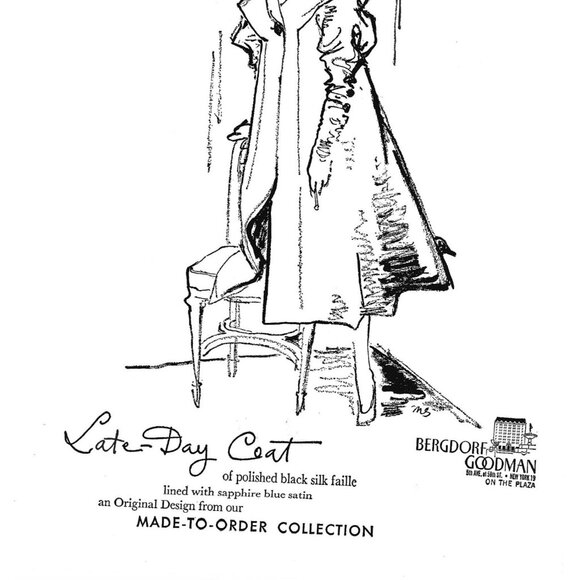 Bergdorf Goodman Made to Order Collection Coat ADVERT 1950s Vintage Print Ad 9in - Picture 2 of 2